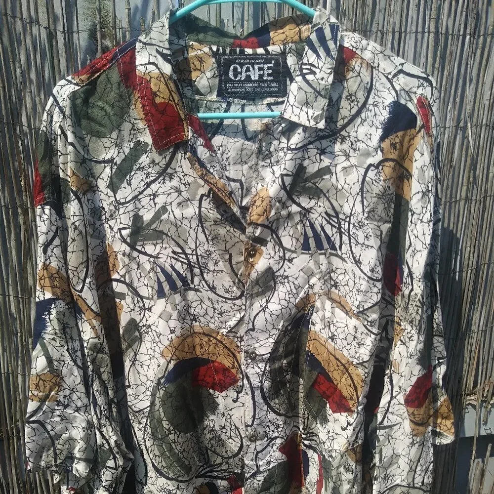 Vintage Cafe Italy Button Down Shirt Men - Shoulders 22